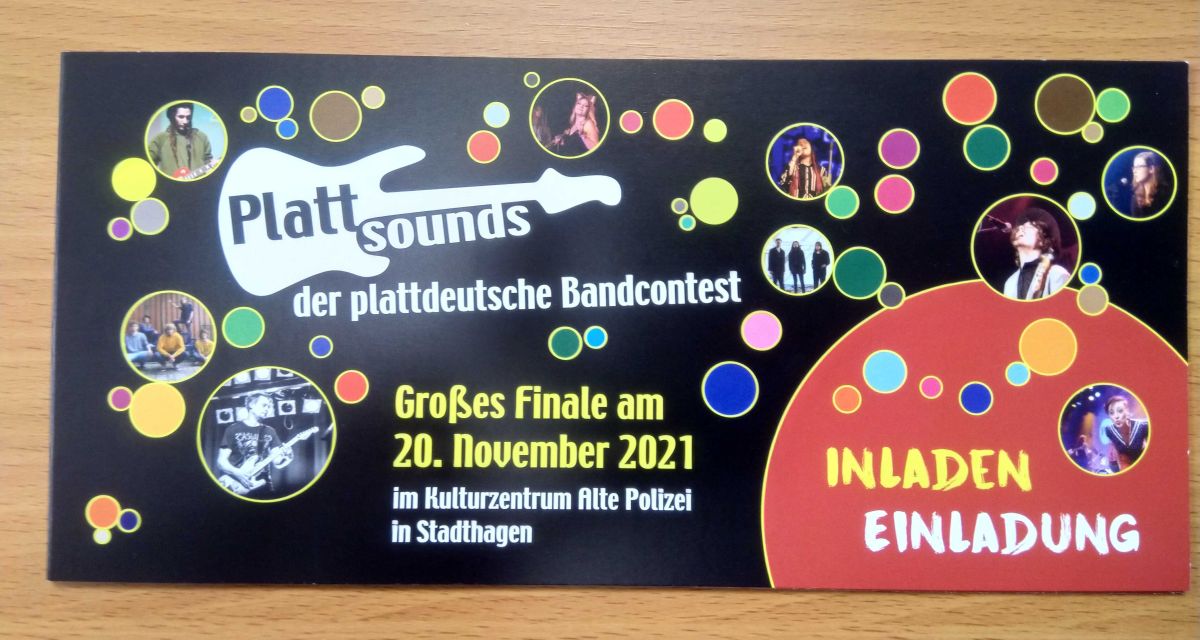 Die Einladung für das Finale des plattdeutschen Bandcontests 