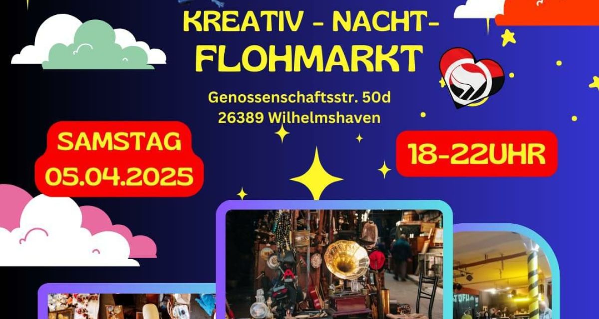 Werbebild für einen Flohmarkt in der Alten molke am 05. April 2025 von 18 bis 22 Uhr