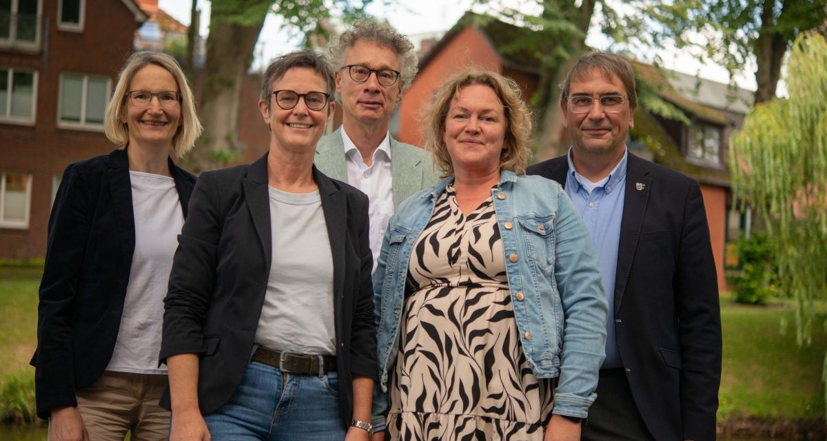 Sozialdezernentin Claudia Thiel, stellvertretende Fachbereichsleiterin Schulbegleitung Kerstin Assman-Schulz, Fachbereichsleiter für Bildung, Sport und Kultur Stefan Thöle und Landrat Sven Ambrosy