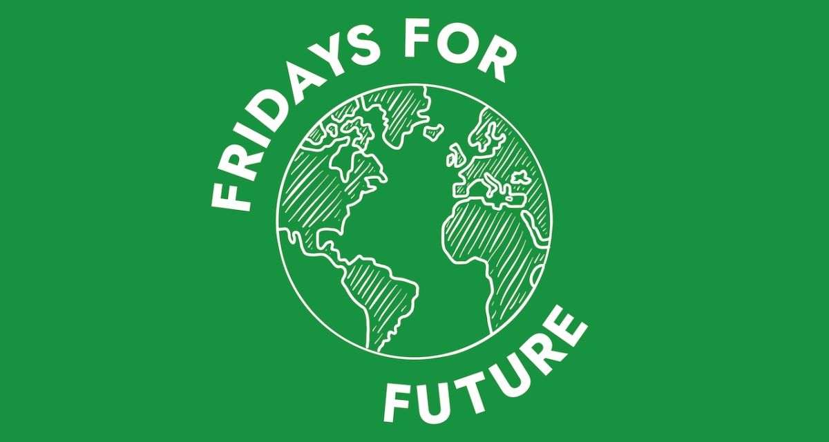 Das Fridays For Future Logo auf grünem Hintergrund