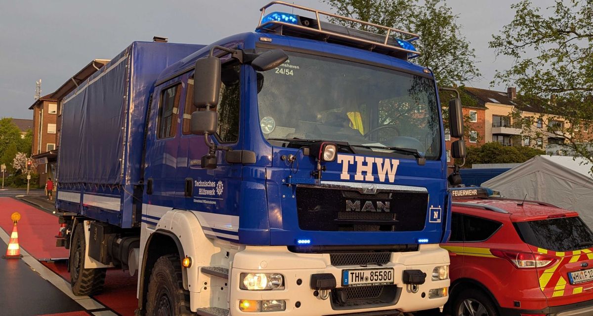 Zu sehen ist ein Fahrzeug von den technischen Hilfswerken Wilhelmshaven (THW).