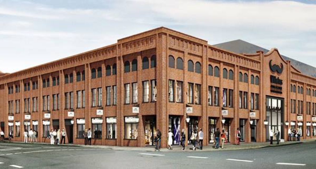 zu sehen ist ein am Computer entstandener Entwurf des geplanten Outlet-Centers in Wilhelmshaven.